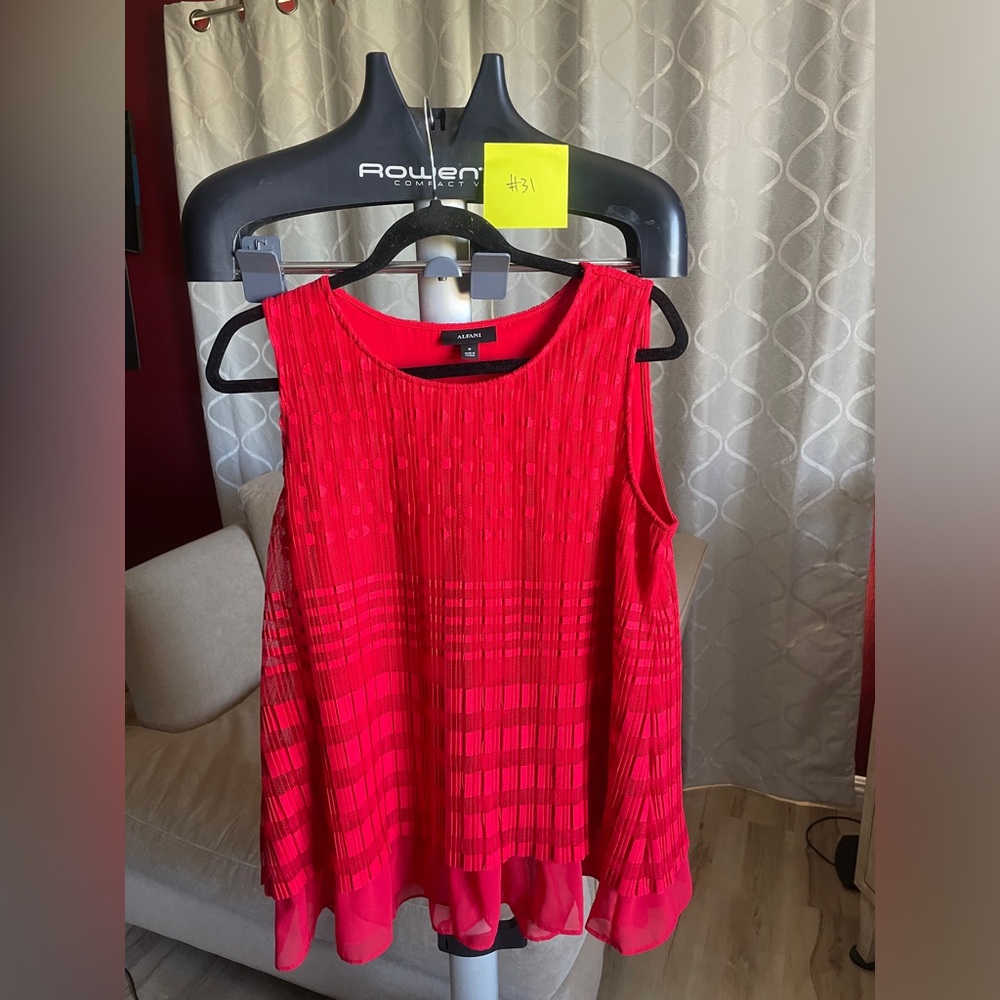 Alfani - Sleeveless Top Longer Length, with pretty textured layers
